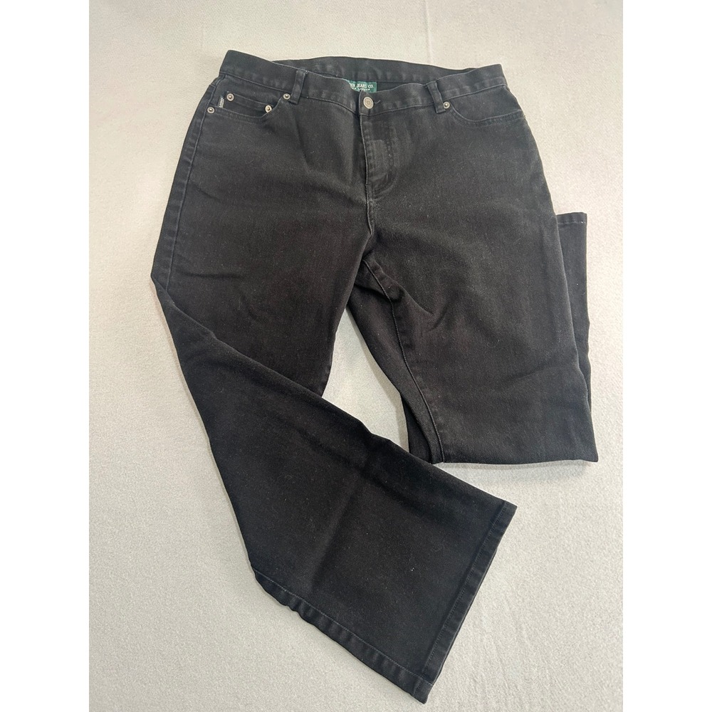 Lauren Jeans Co. Denim Jeans Womens 14‎ Black Mid Rise Wide Leg Stretch Pants